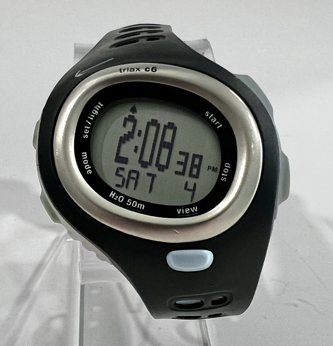 Nike Triax C6 Digital Watch Black Blue 42mm Timer SM0014 New