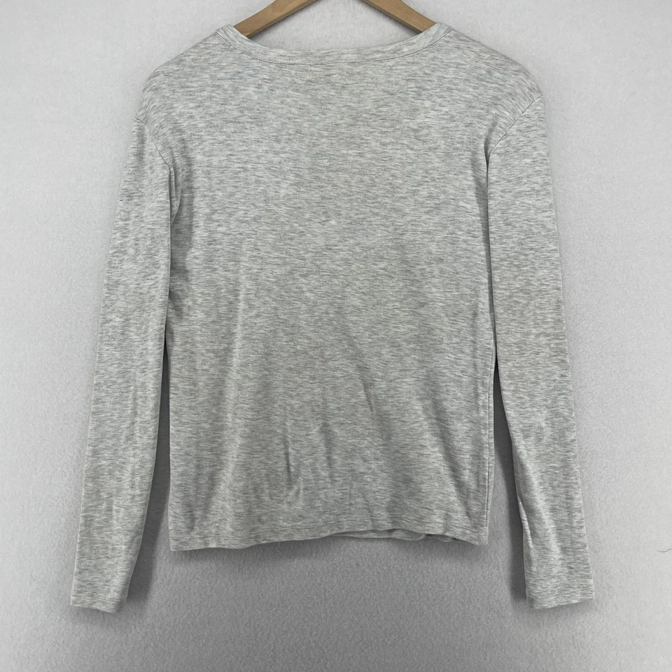 Camiseta deportiva PETIT BATEAU para mujer M icónica de algodón manga larga cuello redondo gris Foto 2 de 4