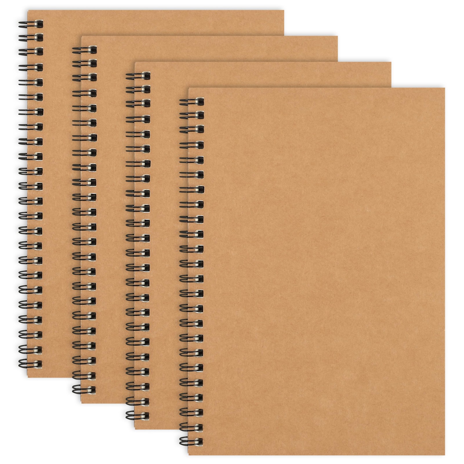 EOOUT 4 Pack A5 Blank Spiral Notebooks Sketchbooks, Unlined Journals Kraft