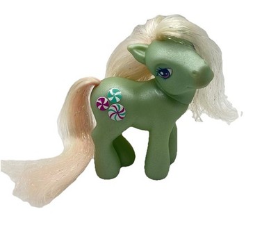 G3 My Little Pony 2002 Diva Pose MINTY Peppermint Candy Heart White Tinsel Hair