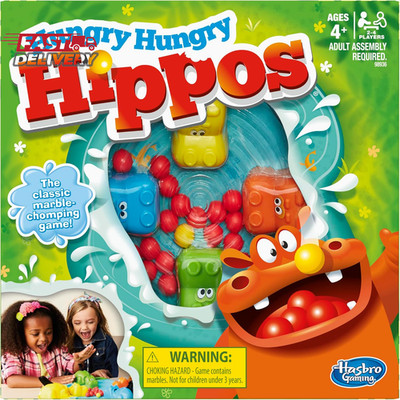 Hungry Hungry Hippos Kids Board Game, Preschool Games for 2-4 Players, Easy to P