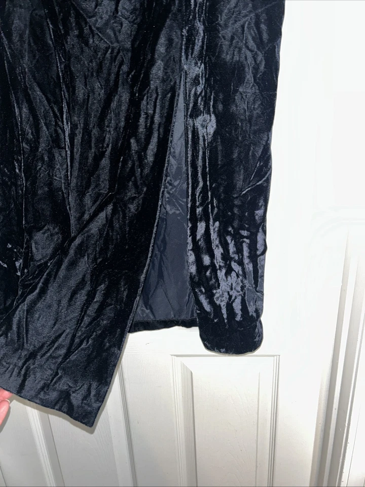 Vintage Crinkled Velvet Maxi Skirt Black Witchy Vamp Grunge Punk Skater Size 16 - Image 3 of 4