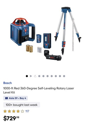 #ad #ad Bosch 1000 Ft Red 360 degree Self Leveling Rotating Laser $649.00