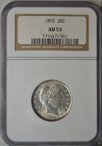 1892 Barber quarter, NGC AU53