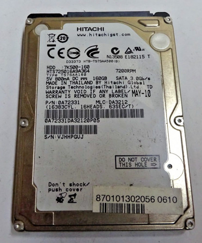 HITACHI *HTS725016A9A364* 160 GB * SATA HDD Notebook 2,5 Zoll #NFP1661