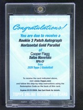 2025-26 Topps Three (3) Cooper Flagg RC Rookie 3 Patch Auto RPA Gold /10