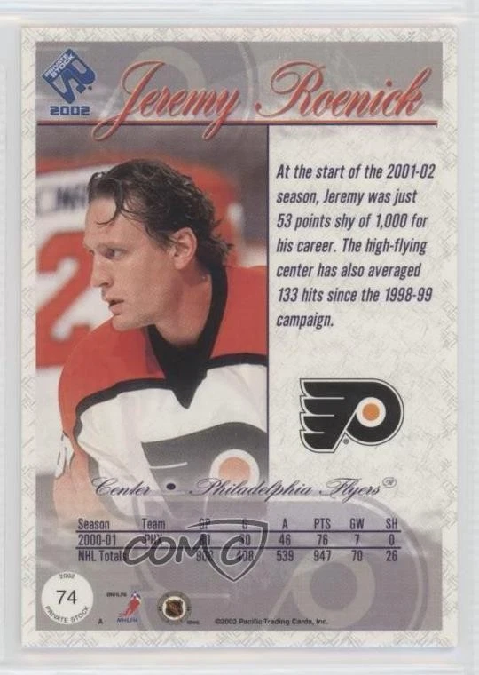 2001-02 Pacific Private Stock Gold /106 Jeremy Roenick #74 HOF - Image 2 of 2