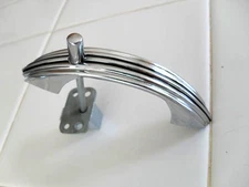 Vintage Nos Modern Chrome Cabinet Door Push Button Latch Pull Black Lines A-6306