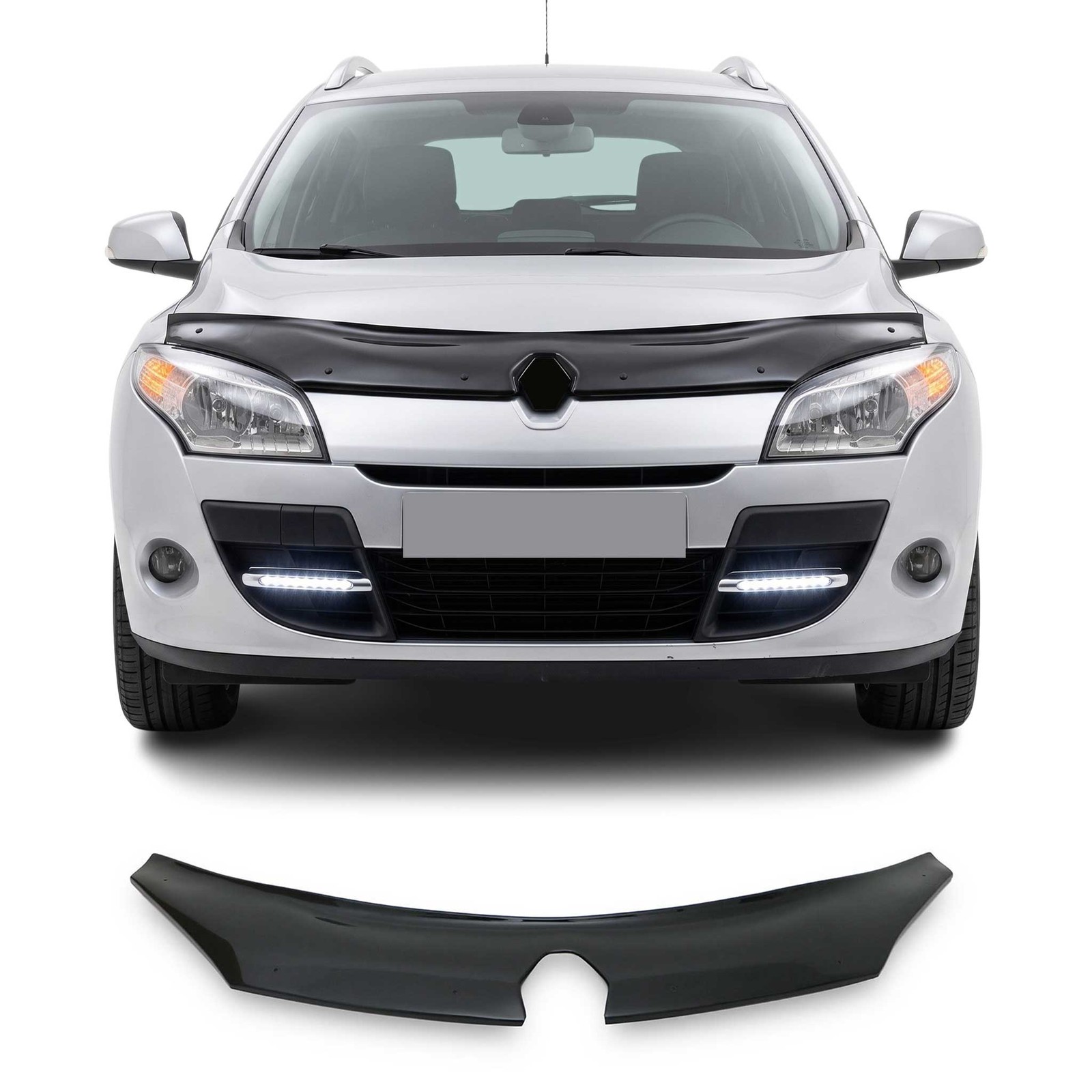 Déflecteur de capot Renault Megane 2009 2010 2011 2012 acrylique noir