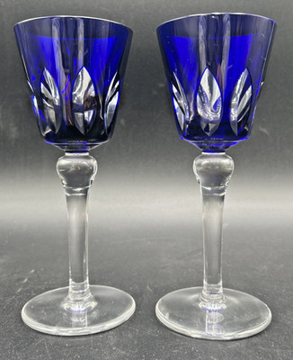 SET OF TWO ST LOUIS CRISTAL GOBLETS FRANCE