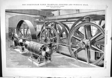Antique Old Print 1888 Birmingham Cable Tramways Engines Winding Gear Tangye
