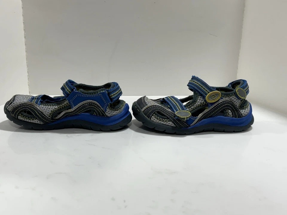 Niños Talla 9 Stride Rite Mateo Sandalias Punta Cerrada Zapatos Agua Gris Azul Amarillo 9M Foto 4 de 4