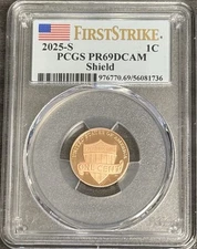 2025 S Proof Lincoln Shield Cent PCGS PR69DCAM First Strike