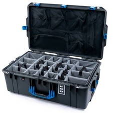 Charcoal  Blue Pelican 1595 Air case. With dividers  mesh lid organizer.