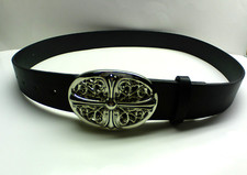 Belt 43" and Buckle Chrome Hearts Style Cross Leather Gothic 3" x 2.25" Oval