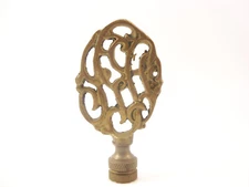 Vintage Brass Williamsburg Cipher Scroll Lamp Finial 3 1/4 inches Hong Kong
