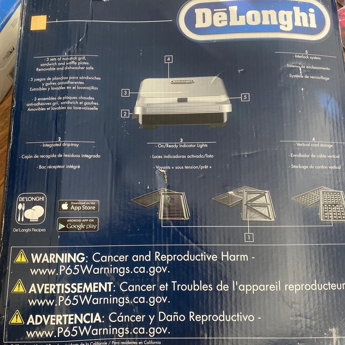 DELONGHI SW13ABC.S ALL DAY GRILL 3 IN 1 GRILL SANDWISH AND WAFFLE MAKER