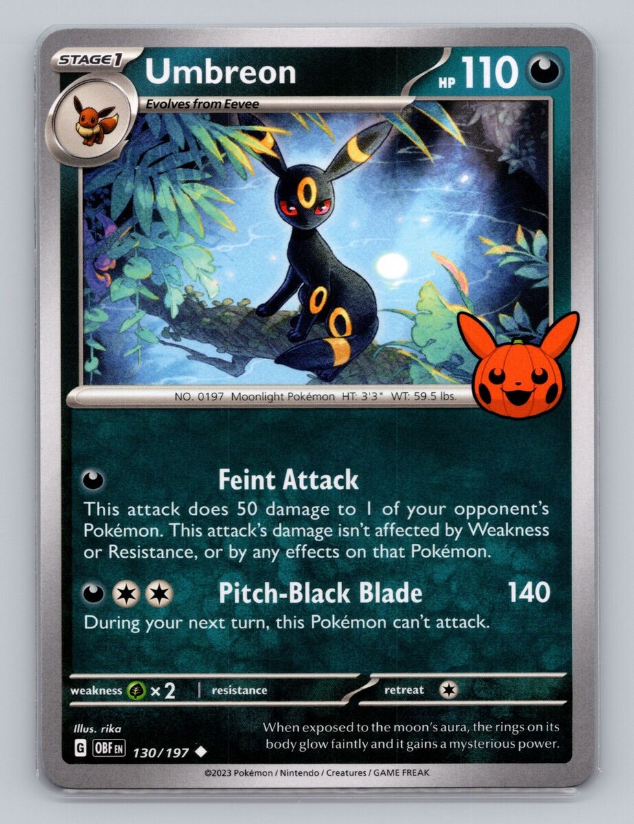 Umbreon 130/197 (Trick or Trade Stamped) Obsidian Flames Umbreon 130/197 (Trick or Trade Stamped) Obsidian Flames