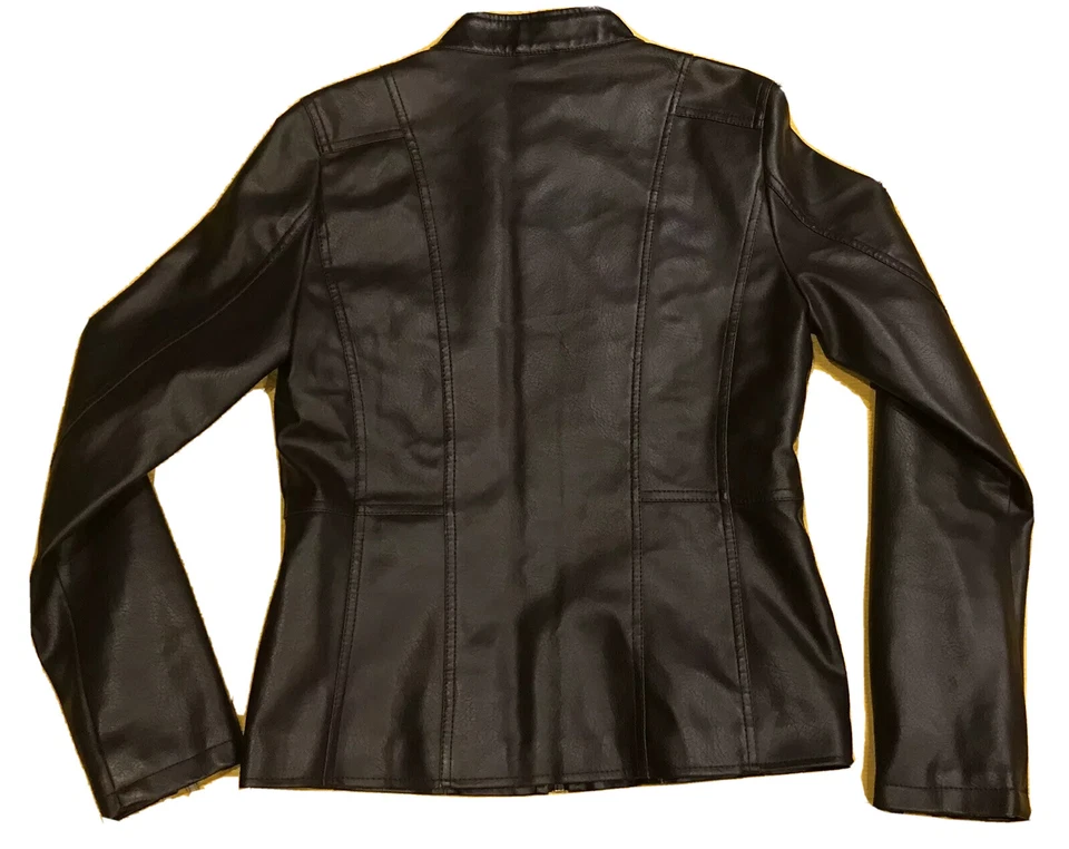 Brave Soul Mujer Marrón Vegano Cuero Chaqueta Motociclista Talla M 36” Busto Usado en Excelente Condición Foto 4 de 4