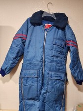 VTG 70s JC Penny 3 Pocket Snowmobile Apparel Suit w Hood 3 Metal Zips Outfit NOS
