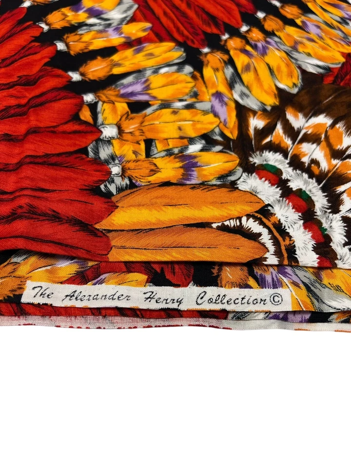 "Tocado indio nativo americano rojo por Alexender Henry tela de algodón 47"" X 44""" Foto 3 de 4