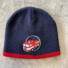 Toddler Firetruck Beanie Navy Winter Hat with Red Trim by Athletic Works