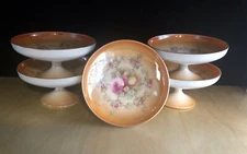 RS Germany 5 Individual Nut Tidbit Pedestal Salt Porcelain Dish 2" Tall c1915