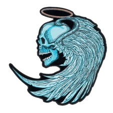 Winged Blue Angel Skull  Halo Patch, Back Patches