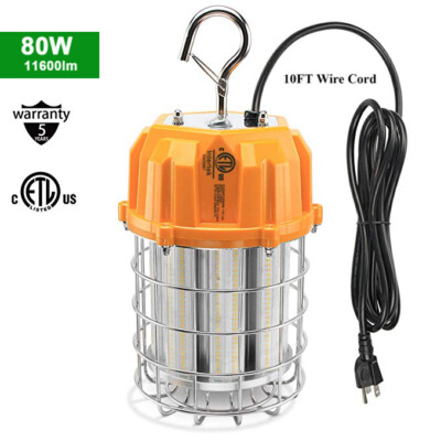 ETL 80W LED Temporary Work Light Portable Hanging Lighting for Jobsite 5000K