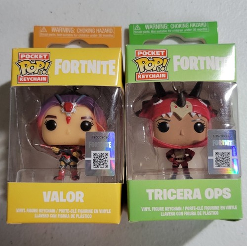 Fortnite Schlüsselanhänger Funko Pop 2er Bundle Valor Tricera Ops brandneu im Karton Spielzeug