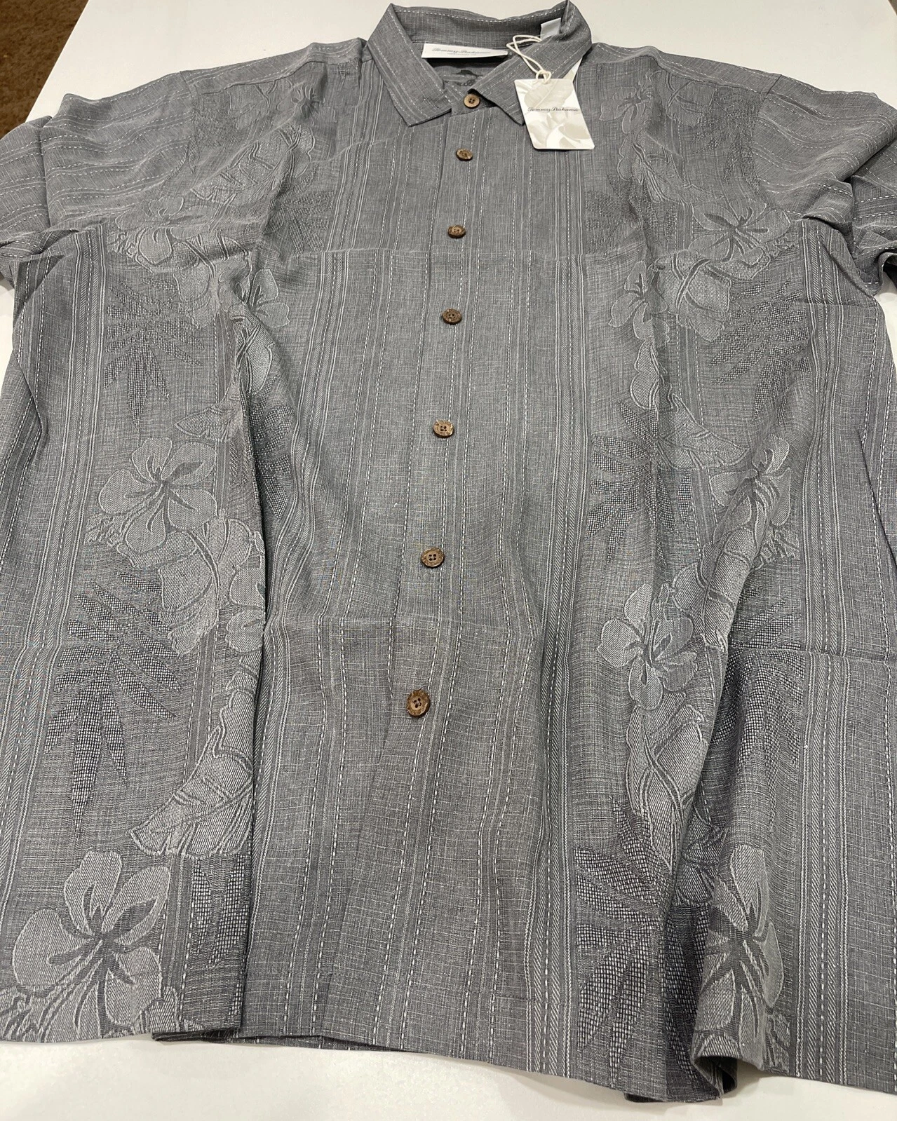 Tommy Bahama - Men's Gray Floral Button Down Beach Shirt- Size 3XL
