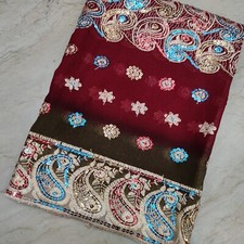 Indian Stunning Bridal Dupatta Sequins Beaded Scarf Georgette Veil Stole Hijab L