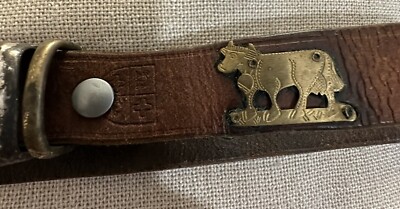 RARE Vintage Etro Style Leather Cows Belt Swiss Made WOMENS  display picture 3