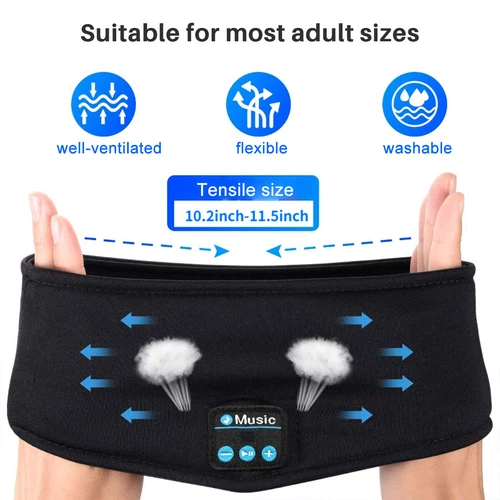 Drahtlose Musik Bluetooth Kopfbügel Sport Kopfhörer Augenmaske für Schlaf Arbeit - Bild 11 von 17