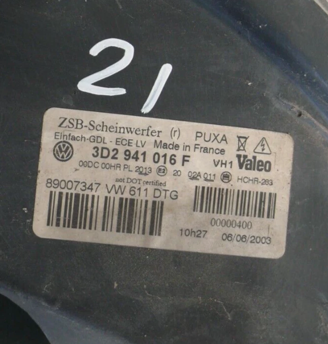 Подлинная передняя правая фара Volkswagen Phaeton Mk1 3.2 2004 3D2941016F - Изображение 3 из 4