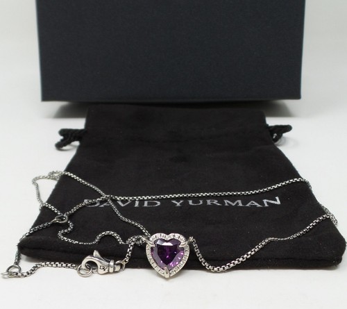 David Yurman Necklace Amethyst Chatelaine Heart Pendant, Sterling Silver - Picture 2 of 10