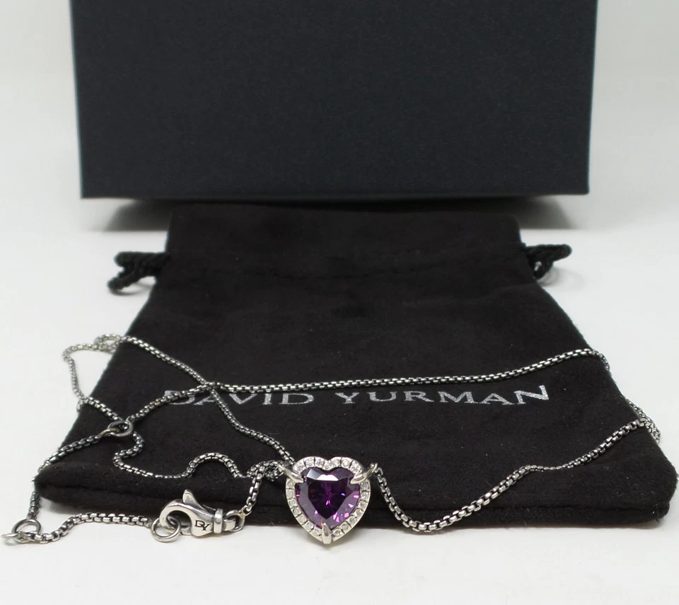 David Yurman Necklace Chatelaine Amethyst Heart Pendant, Sterling Silver  - Image 2 of 4