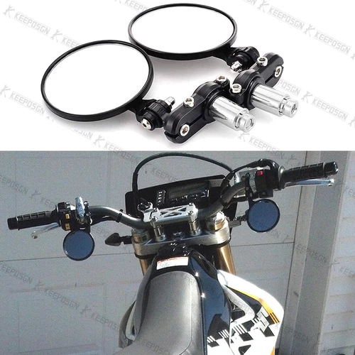 Round 7/8" Handle Bar End Motorcycle Side Mirrors For Suzuki DRZ400 DRZ 400SM