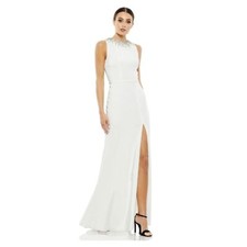 NWT Ieena for Mac Duggal Sleeveless Rhinestone Collar Column Gown - size 6