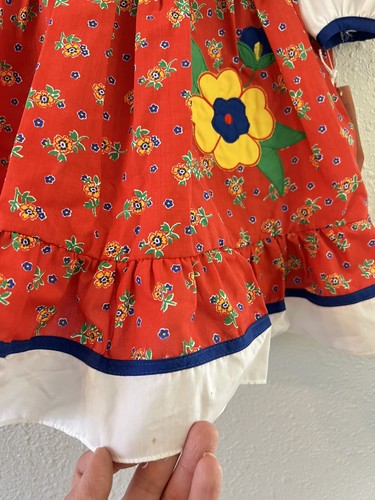 VTG 90’s Girls Young Hearts 2T Toddler Red Floral Bows Primary Colors NEW - Picture 6 of 9