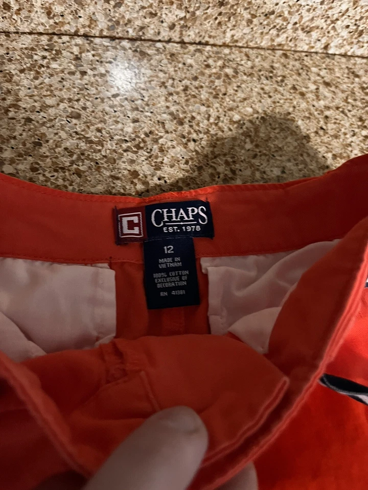 批量 2 件 男孩 Chaps Chino 短裤 尺寸 12 蓝色 橙色 — 第 2/4 张图片