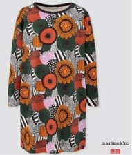 Marimekko x Uniqlo~Bold Floral T-Shirt Dress~Roomy Sz 13 Teen~Cotton~Pockets~LkN
