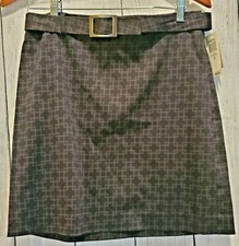 Inc Stretch International Concepts Skirt Black Geometric Pattern Sz 8 NWT