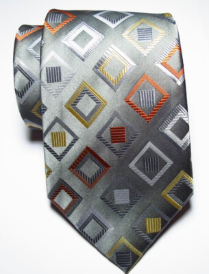 New Classic Checks White Blue JACQUARD WOVEN 100% Silk Men's Tie