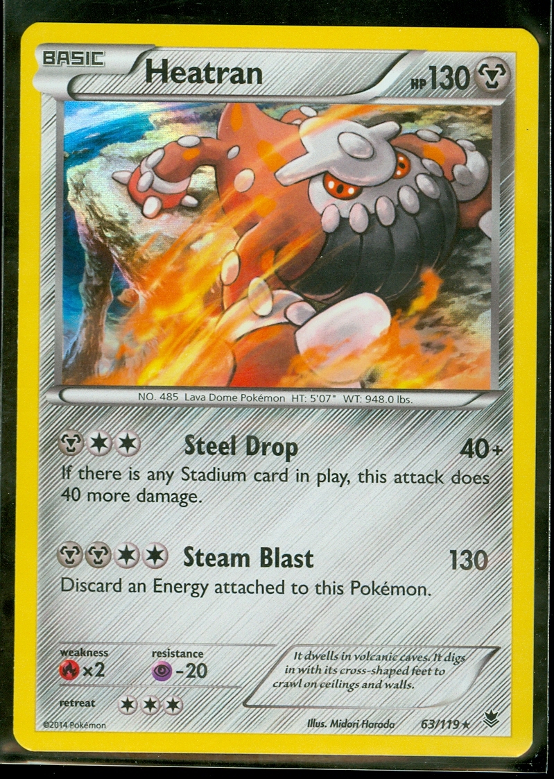 Pokemon HEATRAN 63/119 - XY Phantom Forces RARE HOLO - MINT