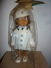 ANCIENNE POUPEE CAOUTCHOUC TENUE D'ORIGINE + EMBALLAGE ANNEE 50/60 MADE IN GDR  