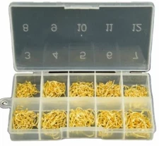 500pcs Sproat Fish Hooks 10 Sizes Asst. Black or Gold With Box High Carbon Steel
