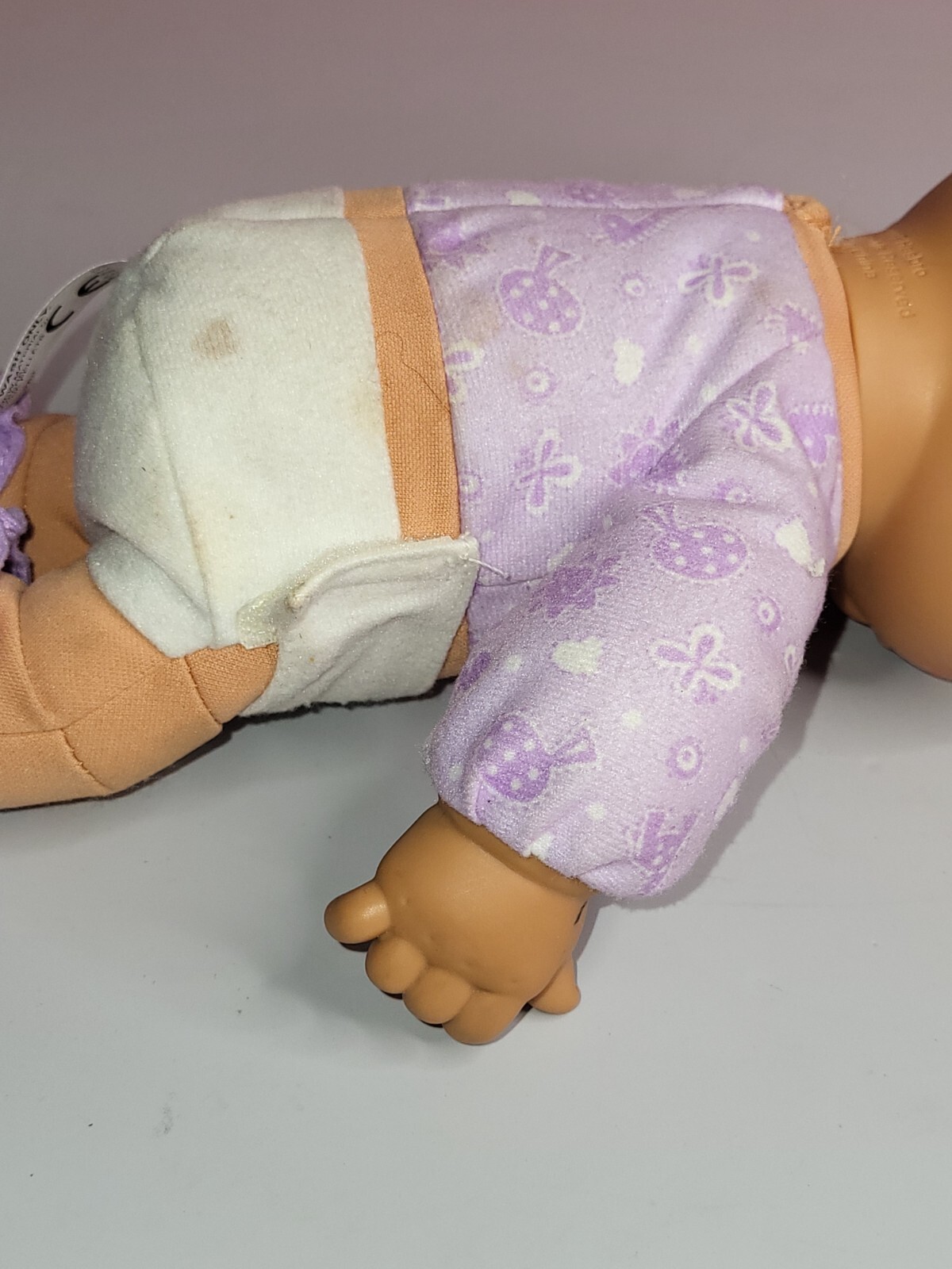 Baby Alive Doll  Newborn 2007 Brown Hair Purple Outfit With Bottle