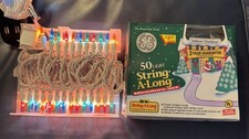Vintage GE String-A-Long 50 Ct Multicolor Incandescent Christmas Lights Tested
