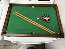 Vintage 25"Pool Table Billiard Set Tabletop Arcade Game Kids Cues,triangle,balls